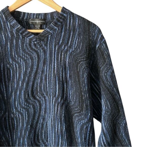 Vintage Jhane Barnes Abstract Textured V Neck Wool Blend Grandpa Sweater Size XL - Picture 3 of 7